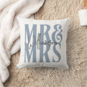 Coussin Script de calligraphie moderne M. Mme Mariage Bleu (Couverture)