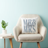 Coussin Script de calligraphie moderne M. Mme Mariage Bleu (Chaise)