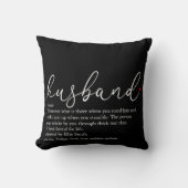 Coussin Script de définition de mari Cœur d'amour rouge (Recto)