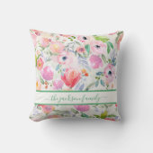 Coussin Script de nom de famille flush rose (Recto)