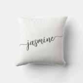 Coussin Script de nom de monogramme blanc minimal pour la (Verso)
