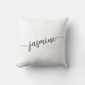 Coussin Script de nom de monogramme blanc minimal pour la (Recto)
