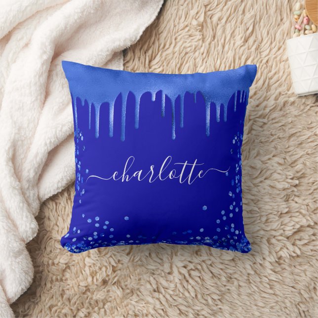 Coussin Script de nom Royal blue drips (Couverture)