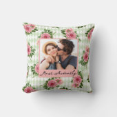 Coussin Script de photo de couple floral Citation d'amour (Recto)