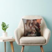 Coussin Script de photo de famille de Noël personnalisé (Chaise)