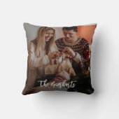 Coussin Script de photo de famille de Noël personnalisé (Verso)