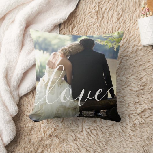 Coussin Script de photo de mariage Monogramme d'amour (Couverture)