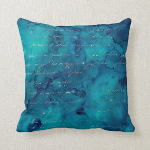 Coussin Script d'irruption sur le Turquoise Abstrait