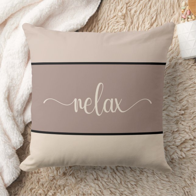 Coussin Script Earth Tones "Relax" Jeu d'oreiller (Couverture)