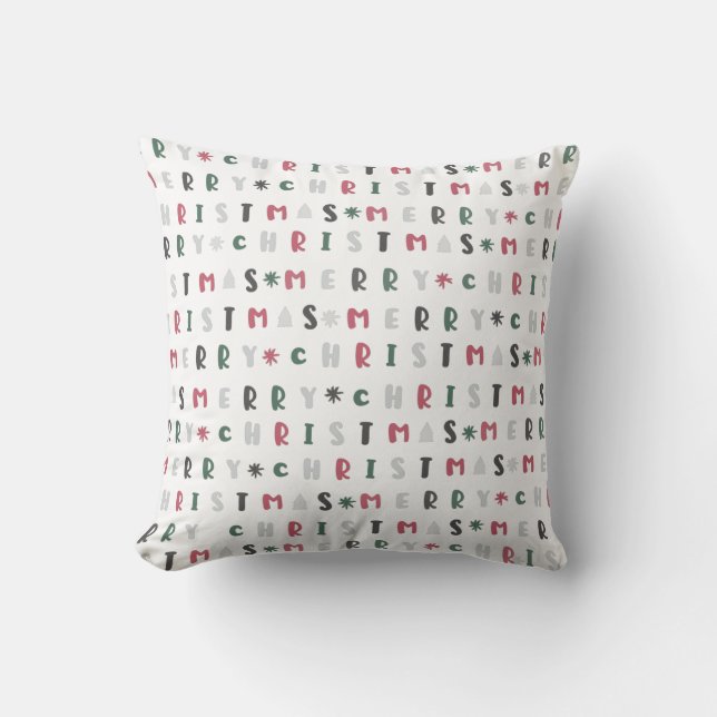 Coussin script ludique joyeux noël coloré (Recto)