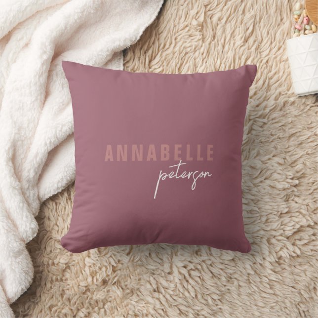 Coussin Script minimal de Rose simple et poussiéreux moder (Couverture)