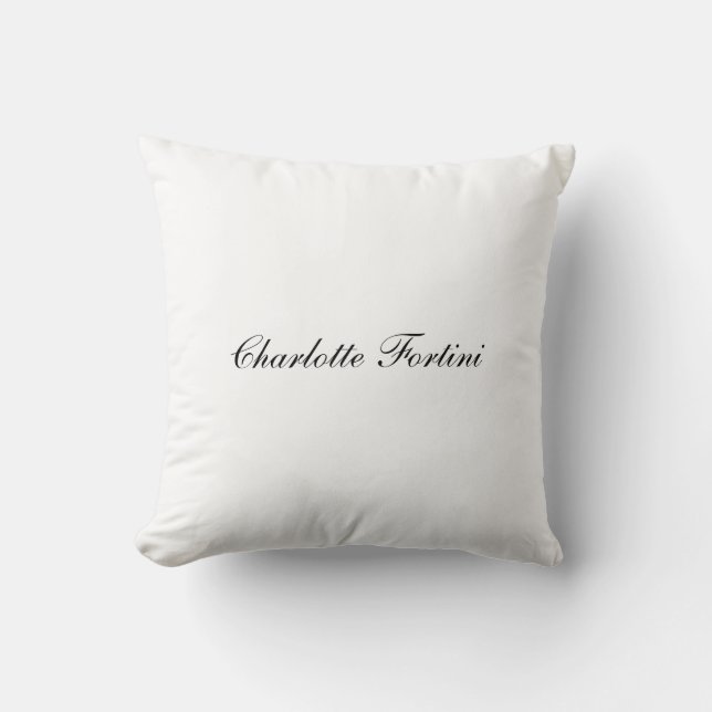 Coussin Script minimaliste d'écriture manuscrite noir Nom  (Recto)