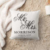 Coussin Script minimaliste flamand élégant Mr et Mrs. (Couverture)