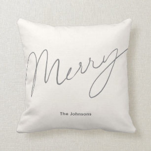 Coussin Script minimaliste Joyeux Crème blanche