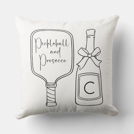 Coussin Script Moderne Pickleball & Prosecco Monogramme (Verso)
