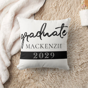 Coussin Script noir diplômé   Classic Keepsaké avec année