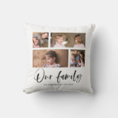 Coussin Script Notre Nom de Famille Collage de Photos (Recto)