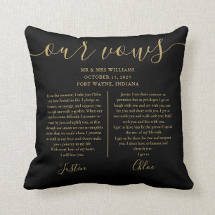 Coussin Script Or Noir Voeux De Mariage Photo Mari Et Femm
