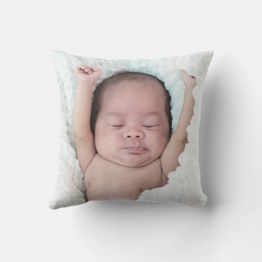 Coussin Script Photo Baby Birth Stats Faire-part (Verso)