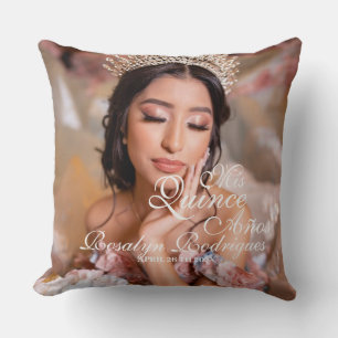 Coussin Script Quinceanera photo 15e anniversaire