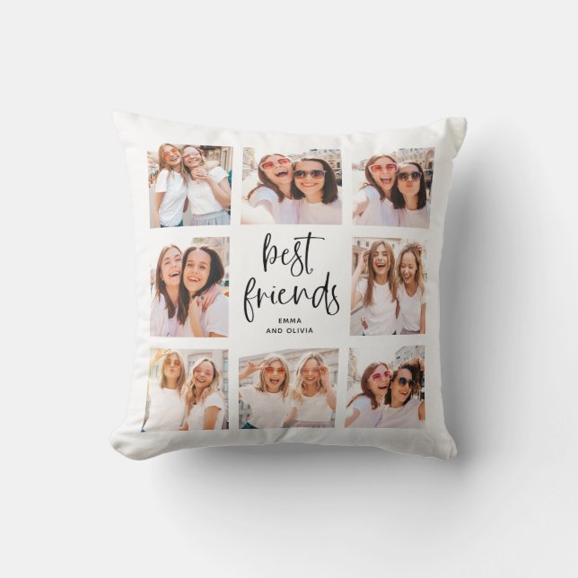 Coussin Script tendance noir et blanc | Meilleures photos  (Recto)