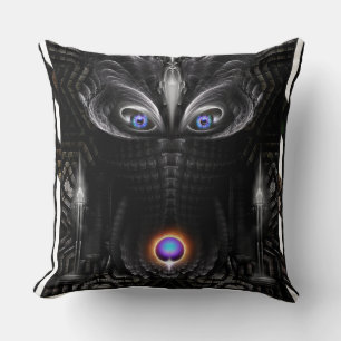 Coussin Sculpture de guerrier foncé Art fractal