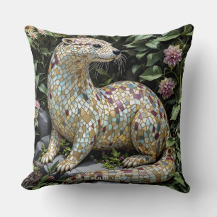 Coussin Sculpture de loutre fantaisiste mignonne et ludiqu