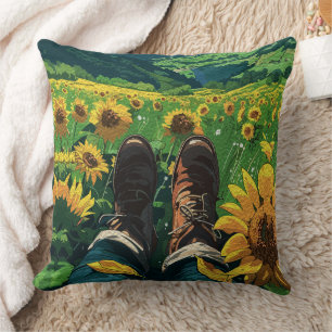 Coussin Se détendre au paradis des tournesols