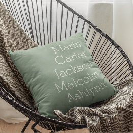 Coussin Sea Glass Cinq noms d'enfants Famille personnalisé