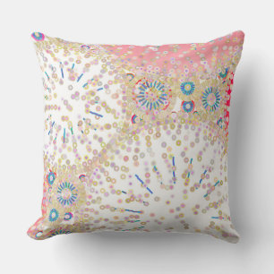 Coussin "Sea Life" imprimé abstrait - blanc et corail