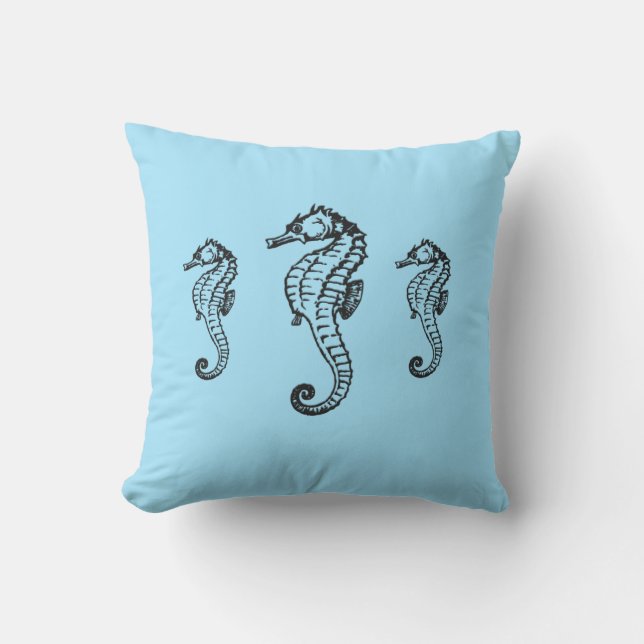 Coussin Seahorse Trio bleu (Recto)