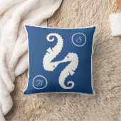 Coussin Seahorses + ancre mariage plage personnalisé monog (Couverture)