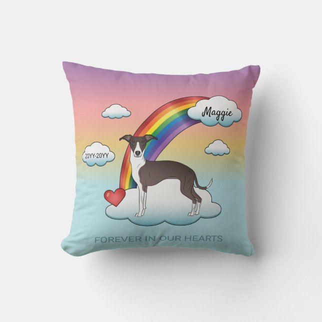 Coussin Seal Et Blanc Italien Greyhound Rainbow Memorial (Recto)