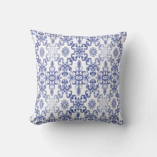 Coussin Seamless blue baroque damask pattern (Recto)
