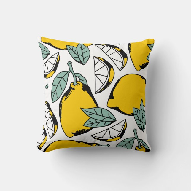 Coussin Seamless pattern of bright hand drawn lemons,halfs (Recto)