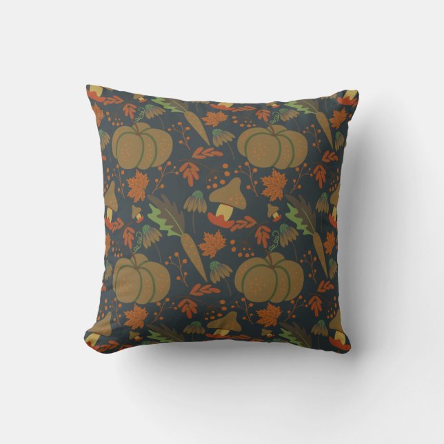 Coussin Seamless pattern Pumpkin & carrot dark background (Recto)