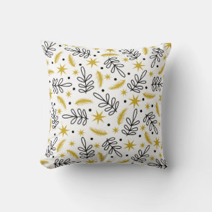 Coussin Seamless pattern with snowflakes and fir branches.