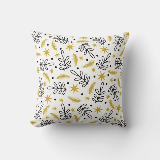 Coussin Seamless pattern with snowflakes and fir branches. (Recto)