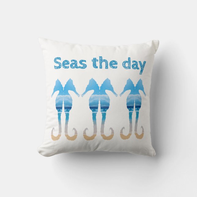 Coussin Seas the Day Fun Beach Citation Seahores (Recto)