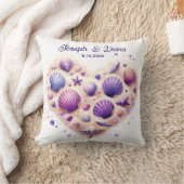 Coussin Seashell Beach Valentine Anniversary Names (Couverture)