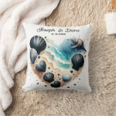 Coussin Seashell Beach Valentine Anniversary Names (Couverture)