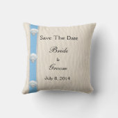 Coussin Seashell Beach Wedding Enregistrer La Date (Verso)