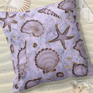 Coussin Seashells Starfish Watercolor Violet ID782