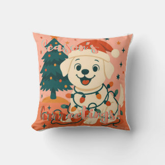 Coussin Season's Grrreetings! Funny Santa Dog