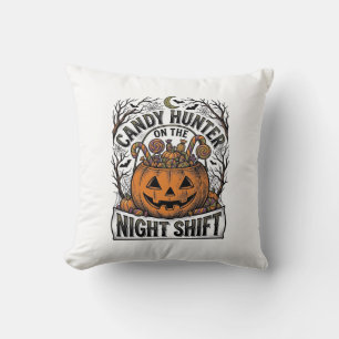 Coussin Seau à bonbons citrouille Gravure vintage Hallowee