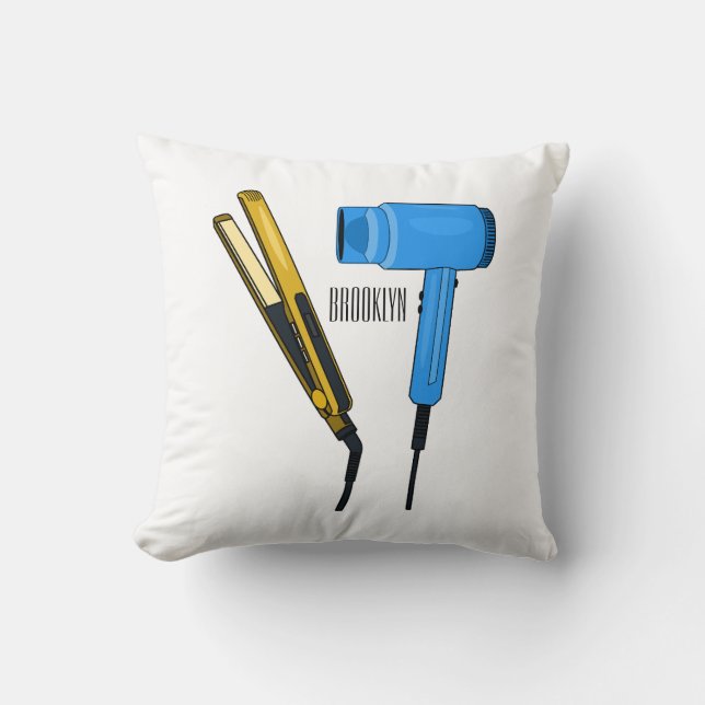 Coussin Sèche-cheveux & lisseuse-cheveux illustration (Recto)