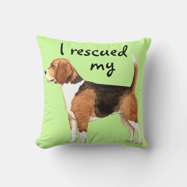 Coussin Secourir le Beagle (Recto)