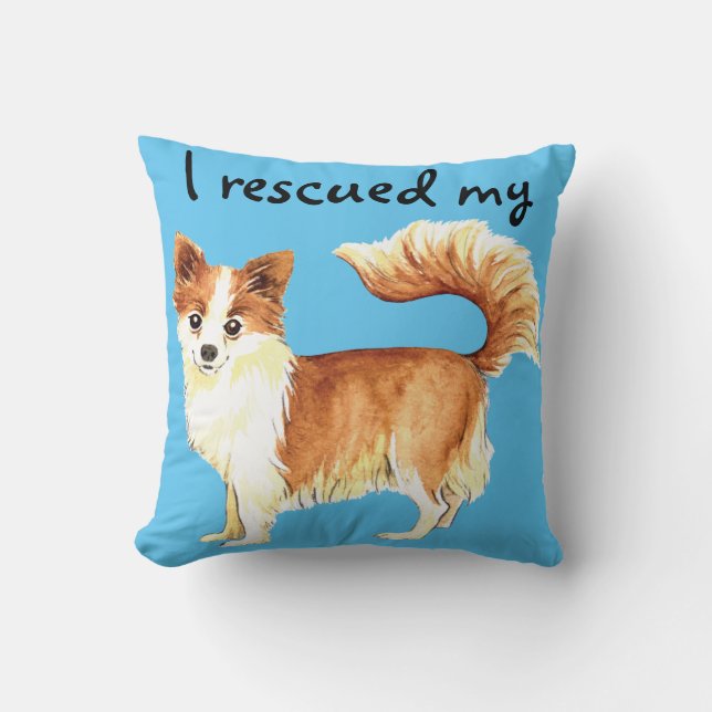 Coussin Secourir le long manteau Chihuahua (Recto)