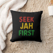 Coussin Seek Jah First Rastafarian Reggae Rasta Colors (Couverture)
