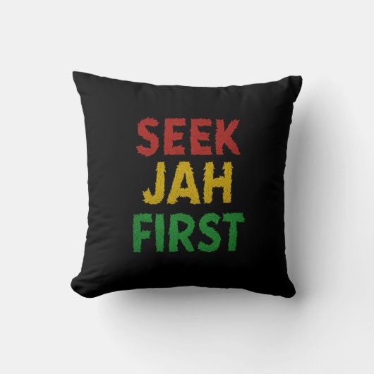 Coussin Seek Jah First Rastafarian Reggae Rasta Colors (Recto)